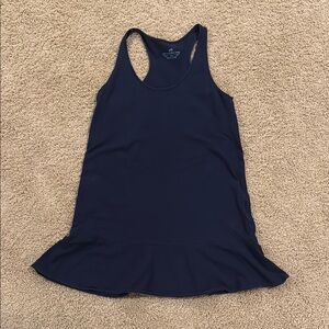 Southern Tide Navy Racerback Tank Dress with Flounce Hem
